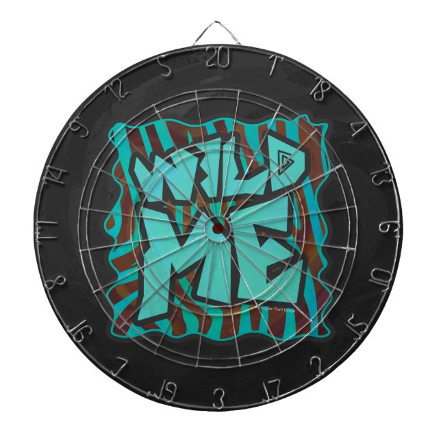 Zebra Brown and Teal Wild Me Design Dartboard (Front)