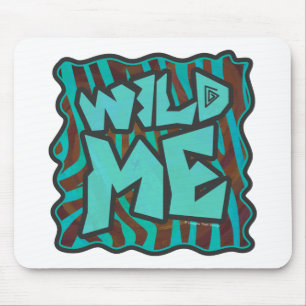 Zebra Brown and Teal Wild Me Design Mouse Pad