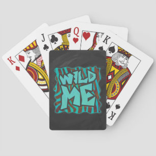 Zebra Brown and Teal Wild Me Design Playing Cards