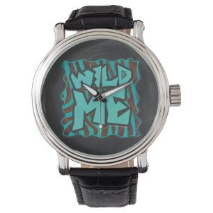 Zebra Brown and Teal Wild Me Design Watch