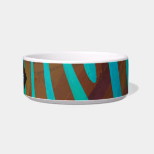 Zebra Brown and Teal with Monogram Bowl