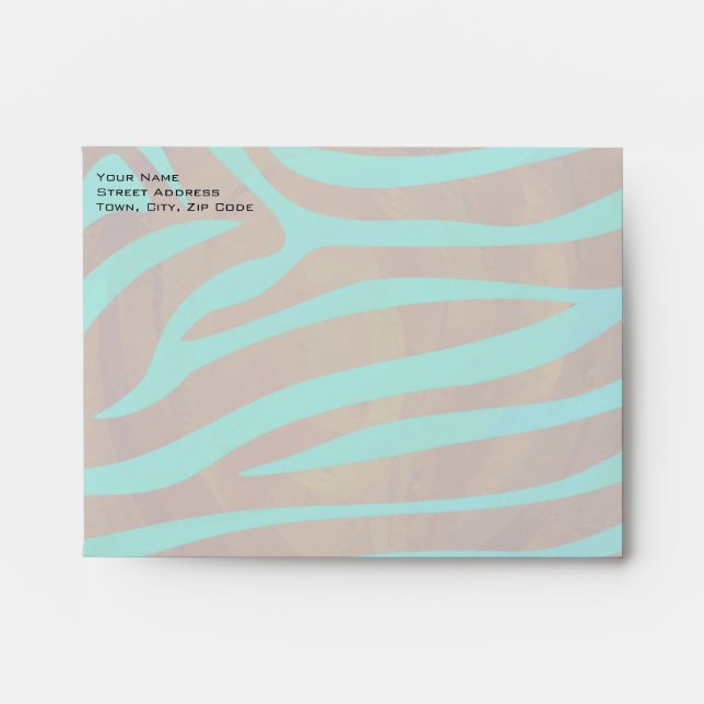 Zebra Brown and Teal with Monogram Envelopes (Front)