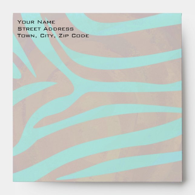 Zebra Brown and Teal with Monogram Envelopes (Front)