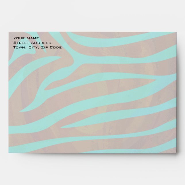 Zebra Brown and Teal with Monogram Envelopes (Front)