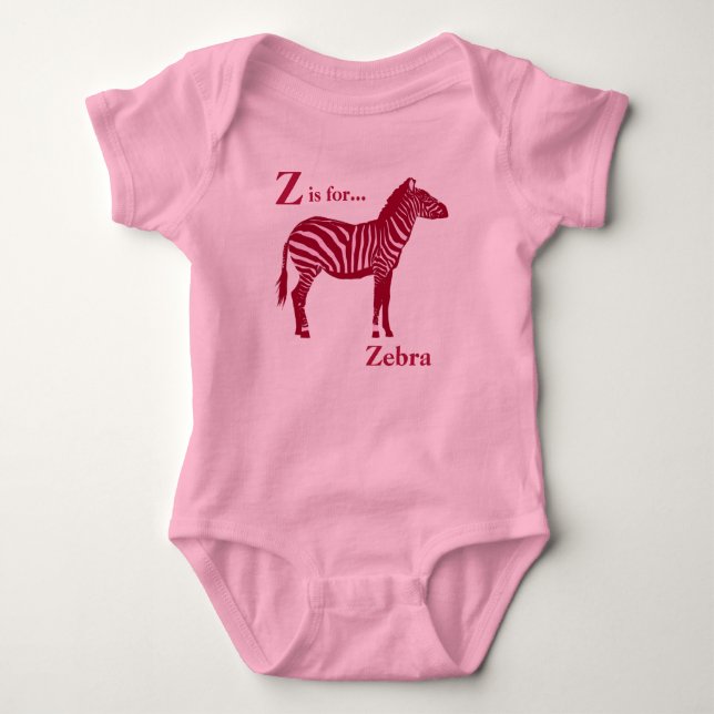 Zebra - Burgundy and Pink Baby Bodysuit (Front)