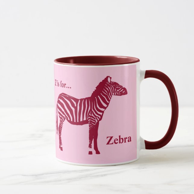 Zebra - Burgundy and Pink Mug (Right)