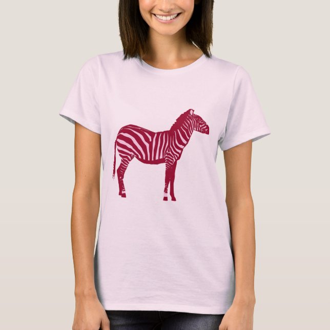 Zebra - Burgundy and Pink T-Shirt (Front)