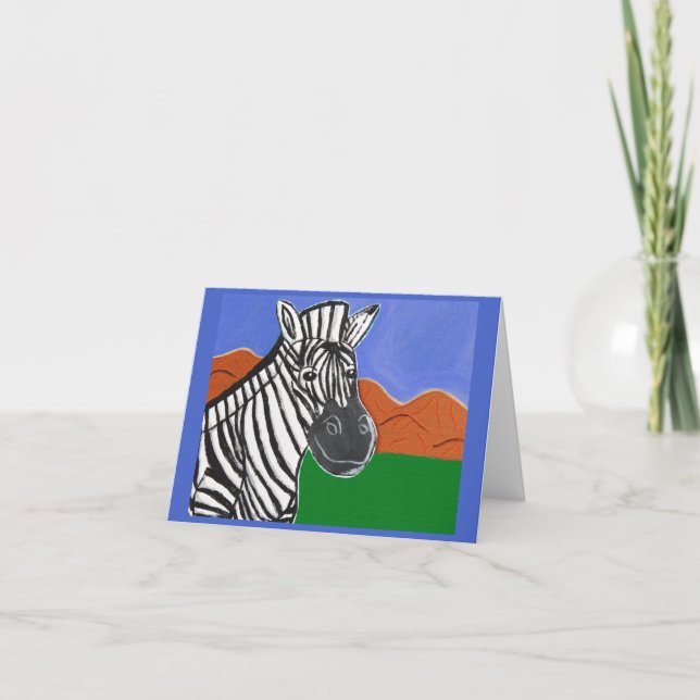 Zebra by Joel Anderson small greeting card (Front)