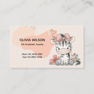 Zebra Calf Sitting Wearing Ribbon Business Card
