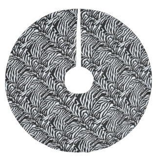 Zebra Camouflage Black and White Artistic Pattern Brushed Polyester Tree Skirt