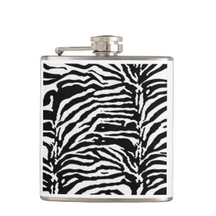Zebra Camouflage Black and White Artistic Pattern Hip Flask