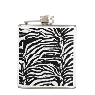 Zebra Camouflage Black and White Artistic Pattern Hip Flask
