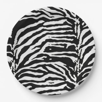 Zebra Camouflage Black and White Artistic Pattern Paper Plate