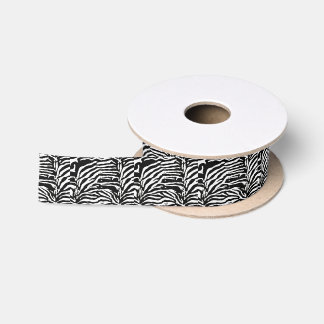 Zebra Camouflage Black and White Artistic Pattern Satin Ribbon