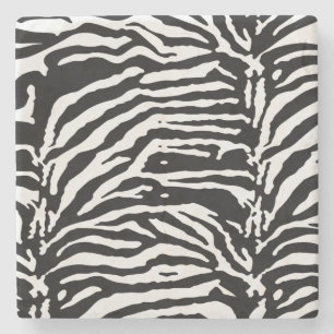 Zebra Camouflage Black and White Artistic Pattern Stone Coaster