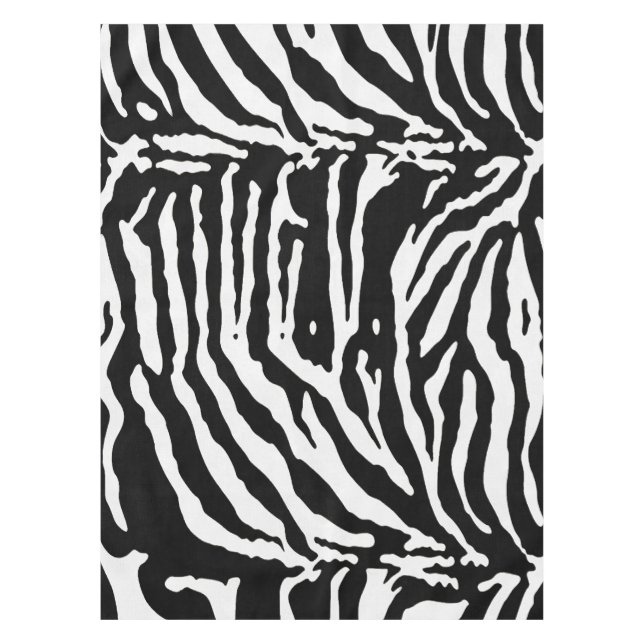 Zebra Camouflage Black and White Artistic Pattern Tablecloth (Front)