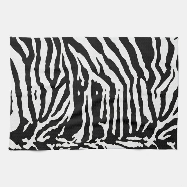 Zebra Camouflage Black and White Artistic Pattern Tea Towel (Horizontal)