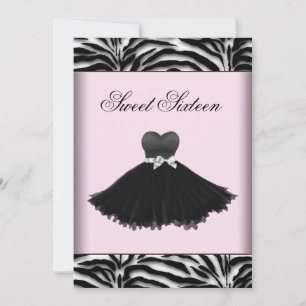 Zebra Chandelier Pink Zebra Sweet Sixteen Birthday Invitation