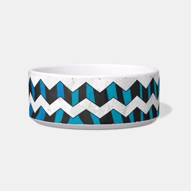 Zebra Chevron Black and Blue Bowl (Right)