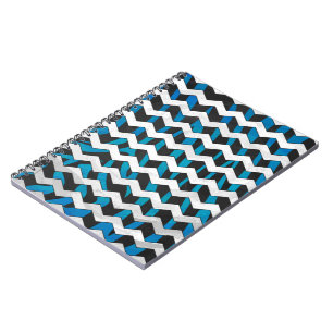 Zebra Chevron Black and Blue Spiral Notebook