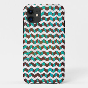 Zebra Chevron Brown and Teal Print Case-Mate iPhone Case