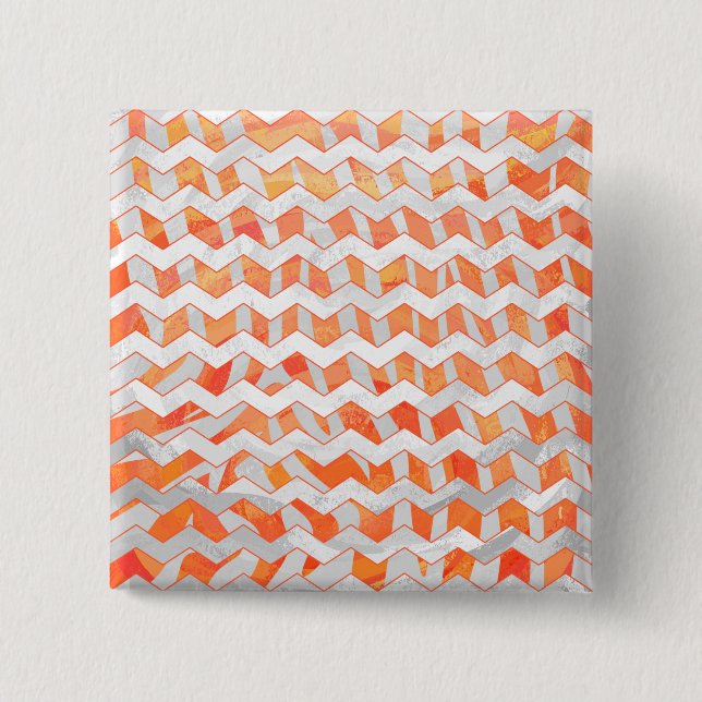 Zebra Chevron Orange and White 15 Cm Square Badge (Front)