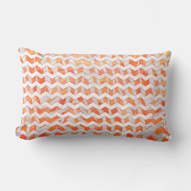 Zebra Chevron Orange and White Lumbar Cushion (Front)