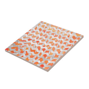 Zebra Chevron Orange and White Tile