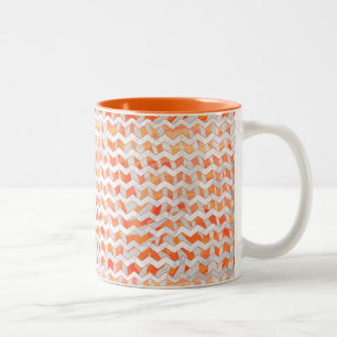Zebra Chevron Orange and White Two-Tone Coffee Mug