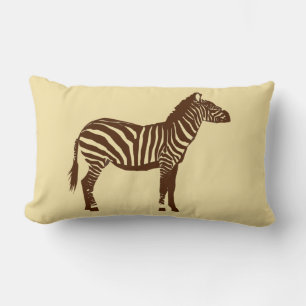 Zebra - Chocolate Brown and Camel Tan Lumbar Cushion