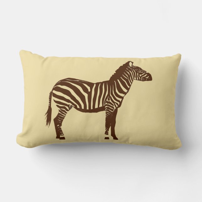Zebra - Chocolate Brown and Camel Tan Lumbar Cushion (Front)