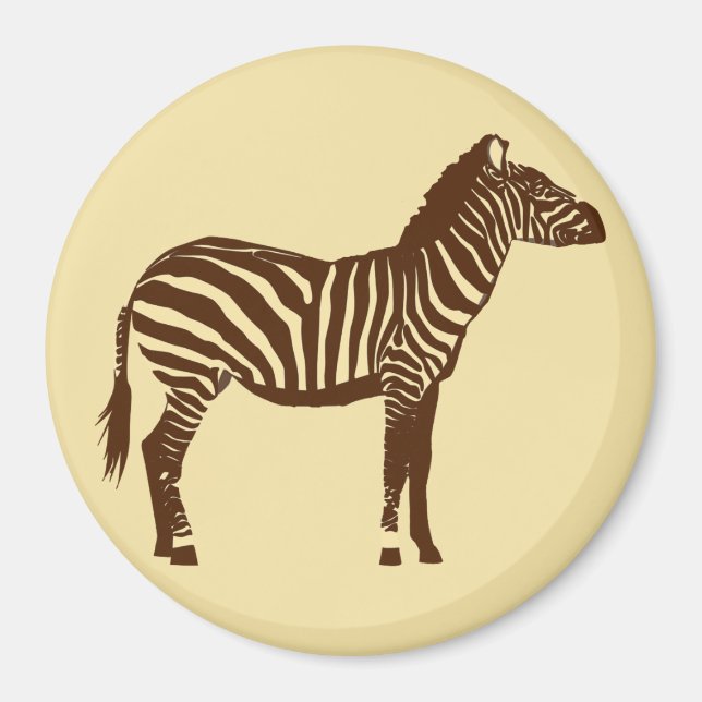 Zebra - Chocolate Brown and Camel Tan Magnet (Front)