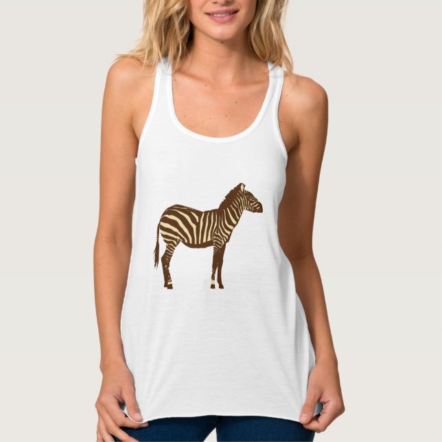 Zebra - Chocolate Brown and Camel Tan Singlet (Front)