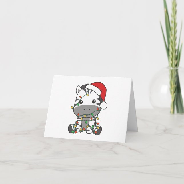Zebra Christmas Winter Animals Holiday Zebras Card (Front)