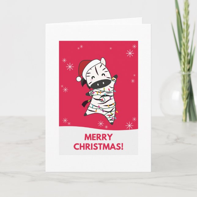 Zebra Christmas Zebras Winter Animals Card (Front)