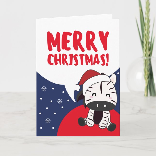 Zebra Christmas Zebras Winter Animals Holiday Card (Front)