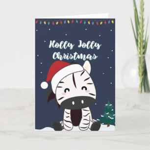Zebra Christmas Zebras Winter Animals Holiday Card