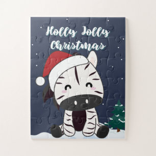 Zebra Christmas Zebras Winter Animals Jigsaw Puzzl Puzzle