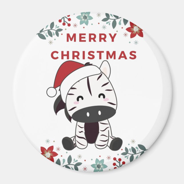 Zebra Christmas Zebras Winter Animals Magnet (Front)