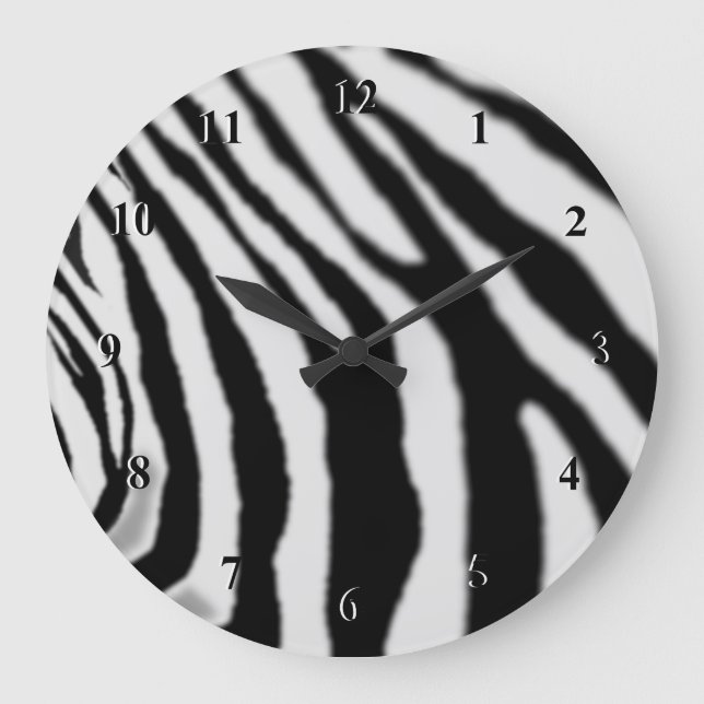 Zebra Clock Black and White Zebras Stripes Design (Front)