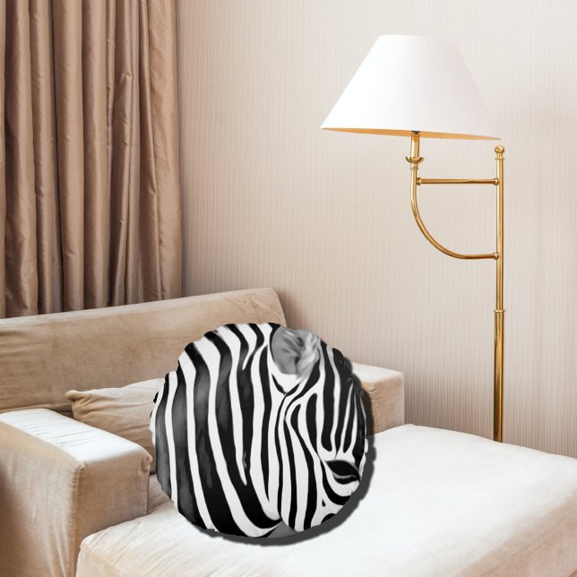 Zebra close up print round cushion (Creator Uploaded)