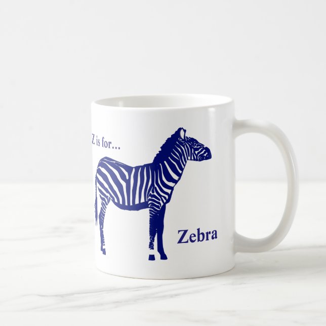 Zebra -Cobalt Blue and White Coffee Mug (Right)