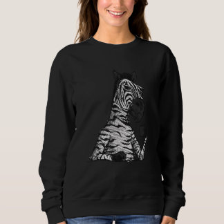 Zebra Coffee Drinker  White Sweatshirt