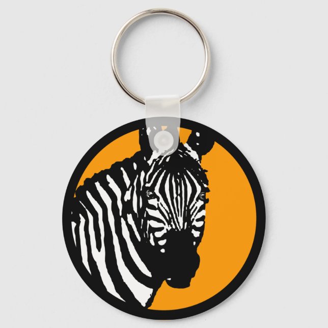 zebra. colour customisable circle. key ring (Front)