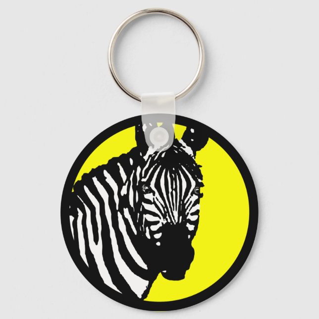 zebra. colour customisable circle. key ring (Front)