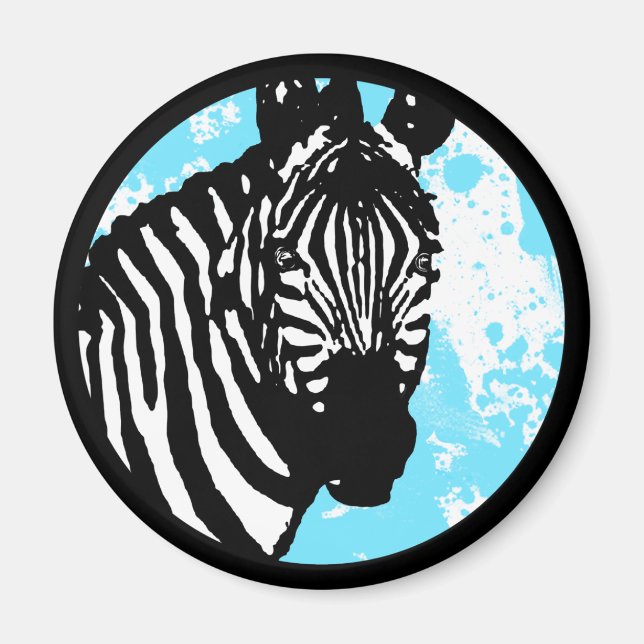 zebra. colour customisable circle. magnet (Front)
