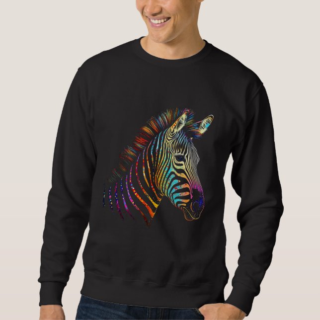 Zebra Colourful  Animal Zoo Animal Sweatshirt (Front)