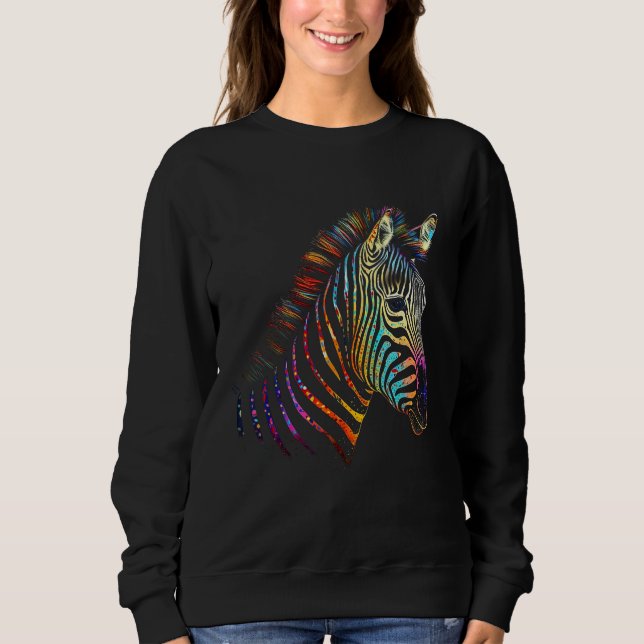 Zebra Colourful  Animal Zoo Animal Sweatshirt (Front)