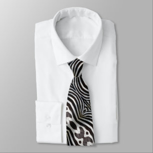 Zebra Colours Fur Look Black and White Pattern Tie