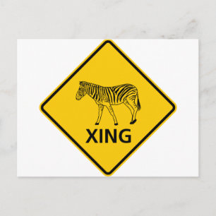 Zebra Crossing Highway Sign Postcard